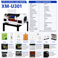 Imprimante d'étiquettes UV en cristal XINMEI A3 avec fonction de plastification pour bouteilles, gobelets, coques de téléphone, autocollants de transfert UV, têtes d'impression DX7/I3200