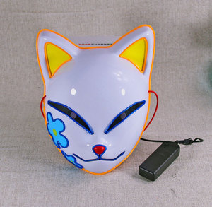 Máscara de Zorro LED de Anime Demon Slayer <span class=keywords><strong>2021</strong></span>, Accesorio de Disfraz para Fiesta de Halloween, Máscara de Gato Brillante con Cable EL - Product Image 6