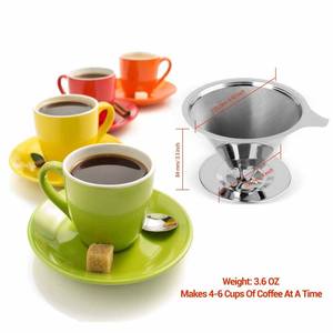 빠른 배달 도매 Cntinuous 사용 드립 무료 Paperdouble 벽 스테인레스 스틸 콘 커피 필터 - Product Image 4