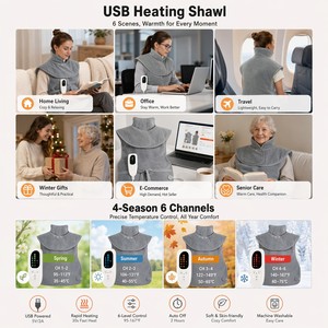 Gilet chauffant électrique pour épaules, cou et dos, enveloppant, avec thérapie par compresse chaude, 6 niveaux numériques, lavable - Product Image 6