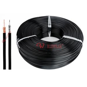 Câble coaxial flexible RG174 <span class=keywords><strong>RG174U</strong></span> à faible perte de veste en PVC noir pour assemblages de câbles en queue de cochon d'antenne d'angle 3G 4G LTE - Product Image 2