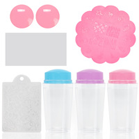Nouvel ensemble de 4 tampons et grattoirs pour nail art, tampons en silicone multi-usages pour le transfert de motifs sur ongles, Zhejiang