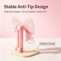 Support de téléphone portable universel pliable en acrylique avec nœud de dessin animé, inclinable, antidérapant, réglable, cadeau d'anniversaire, promotionnel, personnalisé OEM ODM