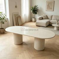 Table à manger en marbre blanc, design moderne, meubles en pierre durables pour la maison