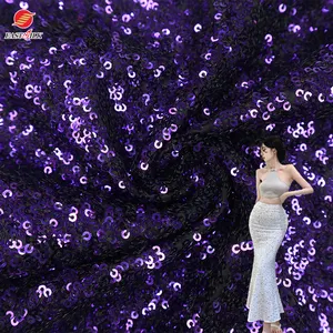 Textile Wholesale FDY Polyester Spandex Bridal Crystal Sequins Heavy Beaded Fabric White For Party Wear And Garments Clothing