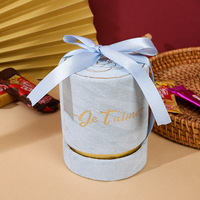 Le plus récent luxe personnalisé Logo chaud imprimé petit cylindre boîte à tube rond velours mariage célébrité boîte d'emballage cadeau avec ruban cravate