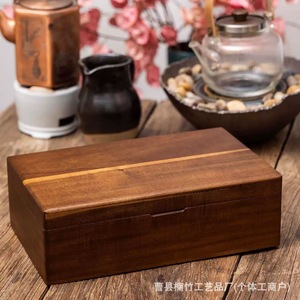 Wooden <b>Tea</b> Storage <b>Box</b> Rectangle Desktop Multi Purpose Organizer For <b>Tea</b> Room Retro Color Solid Pattern - Product Image 3