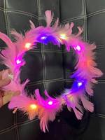 Guirlande de plumes LED réglable bandeau clignotant coiffure lumineuse accessoires de cheveux pour les femmes mariage fête d'anniversaire