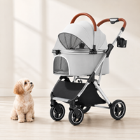 Poussette Premium pour Animaux de Compagnie, Chien, Chat, Panier de Transport Ventilé Détachable, Tout-Terrain, Frein à un Doigt, Pliable, Vente en Gros OEM