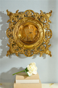 Hot Sell Retro Designs Luxury with Flower Wall Hanging Decors Brass + <strong>Electronic</strong> Movement + Glass <strong>Antique</strong> Clock - Product Image 2