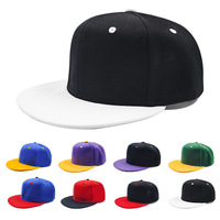 Casquette de baseball bicolore à visière plate, six panneaux, unie, non imprimée, style hip-hop streetwear, réglable pour hommes et femmes, personnalisable OEM