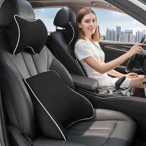 Ensemble de coussin de siège de voiture en mousse à mémoire de forme, soutien du cou, coussin de dos relaxant <span class=keywords><strong>pour</strong></span> la conduite avec sangle réglable, vente en gros - Product Image 4