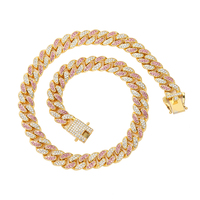 2025 Offre Spéciale haute qualité cubain lien chaîne collier pour hommes plaqué or en alliage de Zinc Hip Hop Style glacé CZ perle diamant pour