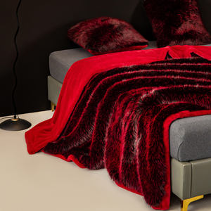 ผ้าห่มขนจิ้งจอกเทียมสองชั้นแบบหนาตกแต่งด้วยราสเชลแบบหนาพิเศษสำหรับโซฟาในฤดูหนาว - Product Image 4