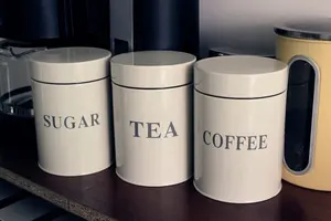الأمازون الساخن بيع المطبخ تخزين 3 قطعة السكر القهوة علبة شاي مجموعة المجلفن الطاقة معدن مطلي علبة مجموعة