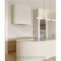 Îlot de cuisine de luxe en quartzite Taj Mahal, plan de travail en pierre de quartzite naturelle pour villa et appartement