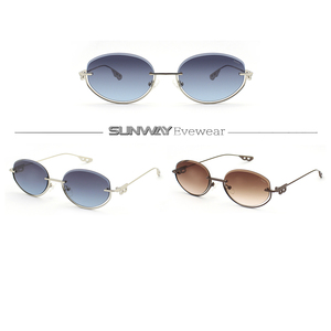 Vintage Half Rimless Oval Frame Metal Sunglasses for Women Designer Custom Logo Sun Glasses Ladies Fashion Style Shades - Product Image 2