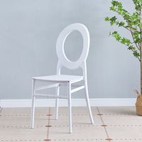 Chaise ovale blanche pour mariage, hôtel, événement, fête, chaise de salle à manger d'hôtel en plein air pour banquet, réception, mariage