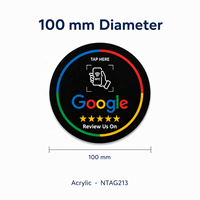 Carte NFC Google Review en acrylique NTAG213, autocollant rond de 100 mm pour table, 'Tapez pour laisser un avis' pour restaurants, cafés, magasins de détail