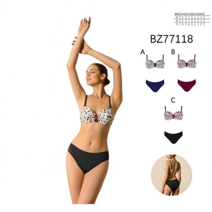 Conjunto de bikini HDJ con estampado floral, cintura alta, control de abdomen, talla grande, traje de baño para mujer BZ77118 - Product Image 2