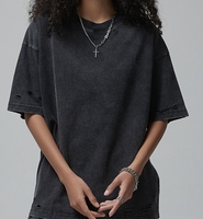 Camiseta Unisex Vintage de 275 g/m², 100% Algodón Tejido, Ecológica, Transpirable, Antiarrugas, Talla Grande, Lavada con Ácido