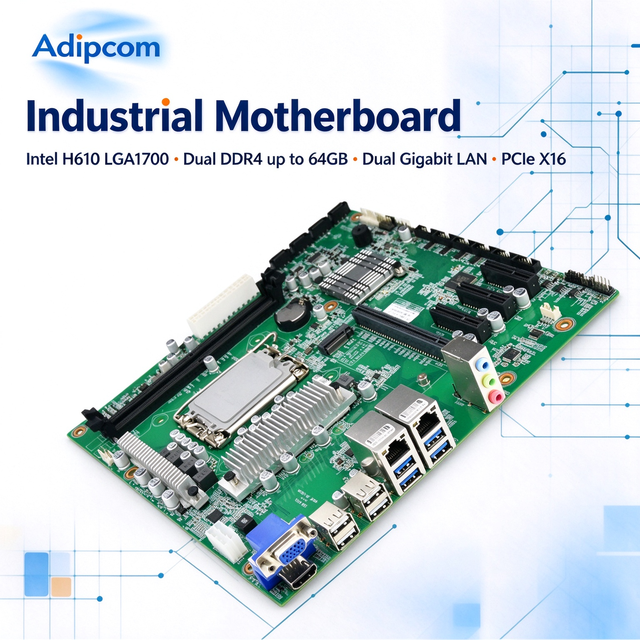 LGA1700 Industrial ATX Motherboard with Intel H610 Chipset PCIe 4x16 4xSATA 3.0, M.2 NVMe DDR4 64GB 2COM MATX Motherboard