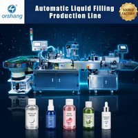 Ligne de production Orshang automatique rotative à double station pour le remplissage, le bouchage et l'étiquetage de bouteilles, flacons et petits cosmétiques