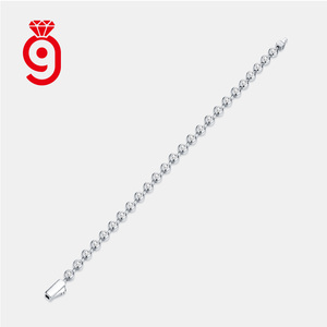 Klasik Lüks Top Zincirli Yuvarlak Parlak Kesim Mozanit Bileklik |   925 Ayar Gümüş Unisex Üst Üste Takılabilen ve Hediyelik - Product Image 3