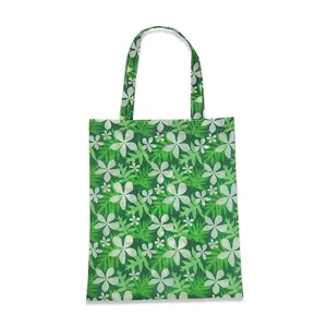 Özel baskılı çiçek yeşil geri dönüşümlü alışveriş naylon alışveriş çantası