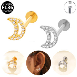 Butterfly <b>Titanium</b> F136 Ear <b>Studs</b> With Crystals For Cartilage Piercing Jewelry Gift - Product Image 3