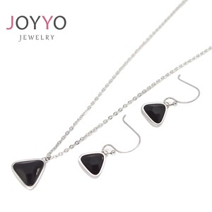 <span class=keywords><strong>Fantaisie</strong></span> En Acier Inoxydable Femmes Bijoux CZ Zircon Boucles D'oreilles 18k Chaîne En Or Cristal Femmes Pendentif Colliers - Product Image 3