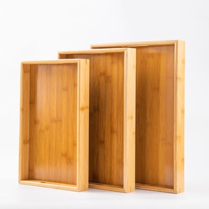 WanuoCraft Vente en gros de plateau de service de <span class=keywords><strong>table</strong></span> à café et thé personnalisé Grand plateau de service en bambou avec poignée <span class=keywords><strong>pour</strong></span> fruits, nourriture et assiettes - Product Image 2