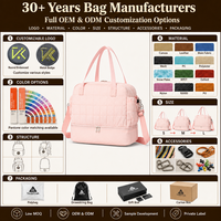 Sac de sport matelassé imperméable personnalisé avec logo, en tissu Oxford, grande capacité 30-40L, pour femme, idéal pour le fitness, le yoga, les voyages et les week-ends.