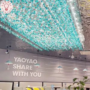 Engineering Customized Lamp Glass Luxury LED Decoration Show Room Big Hotel Lobby Crystal Custom Modern Glass Chandelier Light