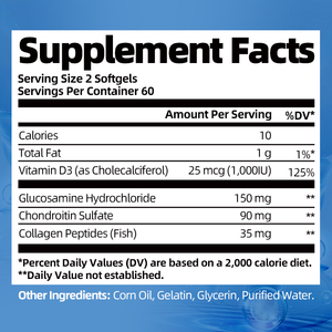 OEM 120 Capsules de Glucosamine Chondroïtine en Gélules Molles – Complément Alimentaire pour Adultes Favorisant la Restauration de la Santé Articulaire - Product Image 2