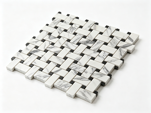 Mosaico de Mármol Blanco Calacatta 12x12 Pulido, Contemporáneo, Impermeable, para Piso de Baño - Product Image 3
