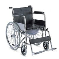 Fauteuil roulant manuel pliant en acier chromé avec coussin rigide, capacité de charge 100 kg, dispositif médical