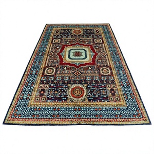 Tapis noués à la main en laine bleu clair, lavables, antidérapants, écologiques, couleur unie, rectangulaires, pour salon et maison - Product Image 2