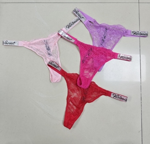 Bán buôn phụ nữ sang trọng thong G-string Victoria <span class=keywords><strong>c</strong></span>ủa bí mật lấy <span class=keywords><strong>c</strong></span>ảm hứng từ Rhinestone sexy quần lót ren với logo thương hiệu - Product Image 3