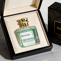 Flacon de parfum unique de 100 ml, fond épais, forme irrégulière, couvercle en zamac, finition transparente, flacon en verre rechargeable avec emballage cadeau