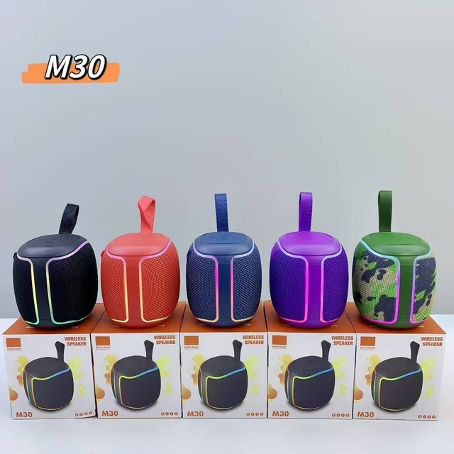 New M30 Handheld Fabric Smart Speaker Outdoor Portable Mini Subwoofer TF Card Playback Mini Audio With RGB LED Light