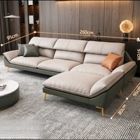 Luxuriöses Echtleder Chesterfield L-förmiges Dreisitzer-Sofa Verstellbar Modern Minimalistisch Wohnzimmer-Sofa