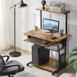 <span class=keywords><strong>Bureau</strong></span> d'ordinateur roulant moderne à 3 niveaux avec <span class=keywords><strong>plateau</strong></span> pour clavier et étagère pour imprimante <span class=keywords><strong>Bureau</strong></span> d'ordinateur mobile pour <span class=keywords><strong>bureau</strong></span> à domicile - Product Image 2