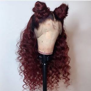 Offerta Speciale Parrucche 360 in Pizzo con Capelli Umani Vergini Grado 12A, Colore Ombré Scuro 99J, Onda Morbida Profonda, Cuticola Allineata - Product Image 2