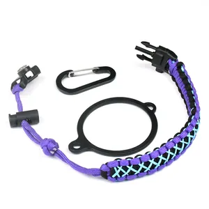 도매 야외 하이킹 Paracord 생존 핸들 캐리어 스트랩 코드 안전 링 카라비너 넓은 입 물병