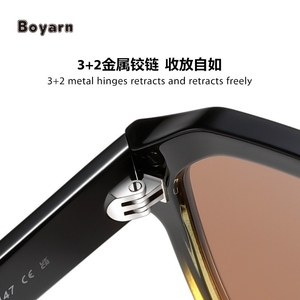 Occhiali da sole Boyarn Cool Shades Pilot Square <span class=keywords><strong>TR</strong></span> & acetato realizzati con occhiali da sole da uomo a forma di doppio ponte - Product Image 3