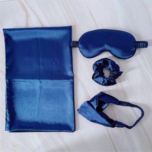 Wholesale Factory Silk-like Satin Light-blocking Eye <b>Mask</b> & Pillowcase 4pcs-Set with Scrunchies Hair Accessories Gift Box - Product Image 4