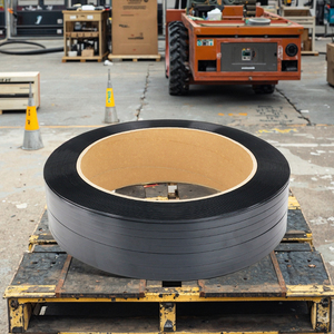 Bright Black High Tenacity PET Strapping 13x0.8mm for Manual Packing in Rolls Stack in <b>Pallets</b> - Product Image 1