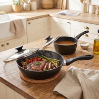 Ensemble d'ustensiles de cuisine en aluminium à base d'induction Revêtement en céramique antiadhésif Poêle à frire forgée Casserole Marmites avec couvercle en verre