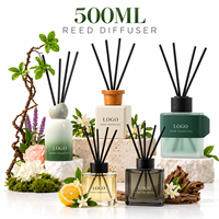 Diffuseur de parfum d'ambiance personnalisé 500 ml grande capacité, sans fumée, avec bâtonnets, pour huiles essentielles, aromathérapie, OEM